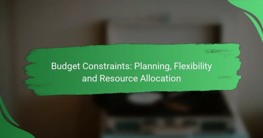 Budget Constraints: Planning, Flexibility and Resource Allocation