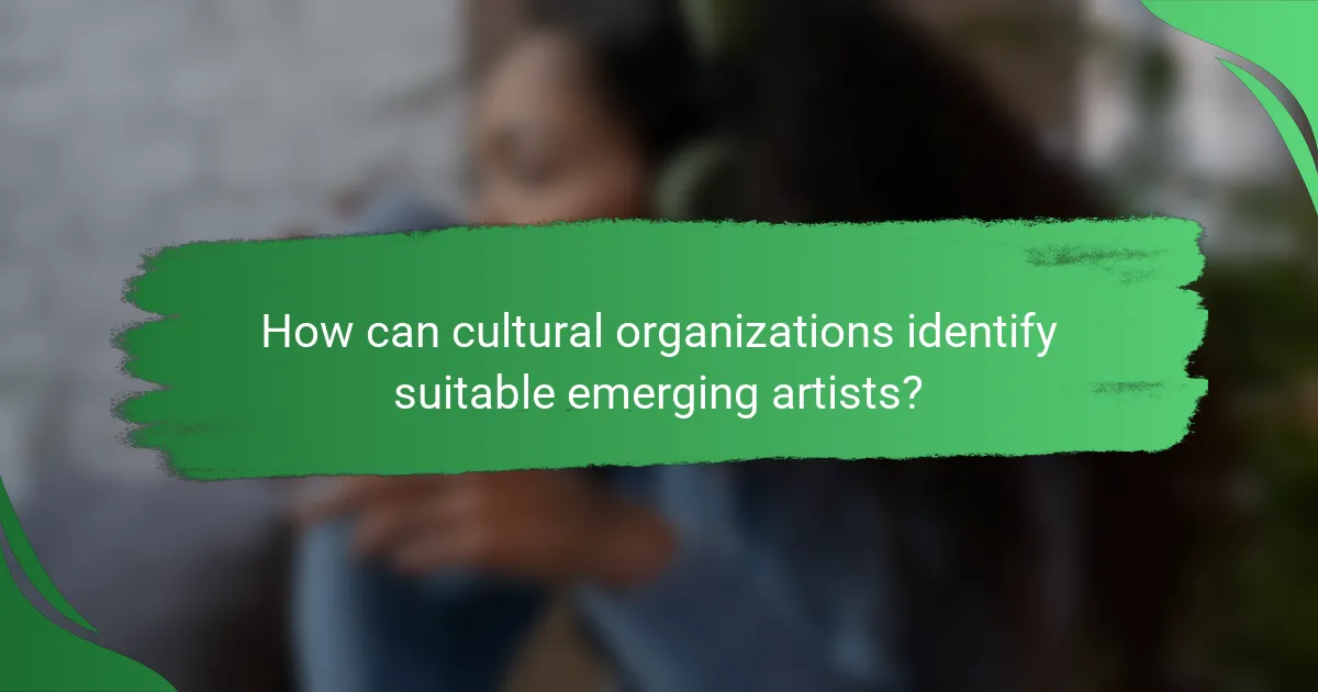 How can cultural organizations identify suitable emerging artists?