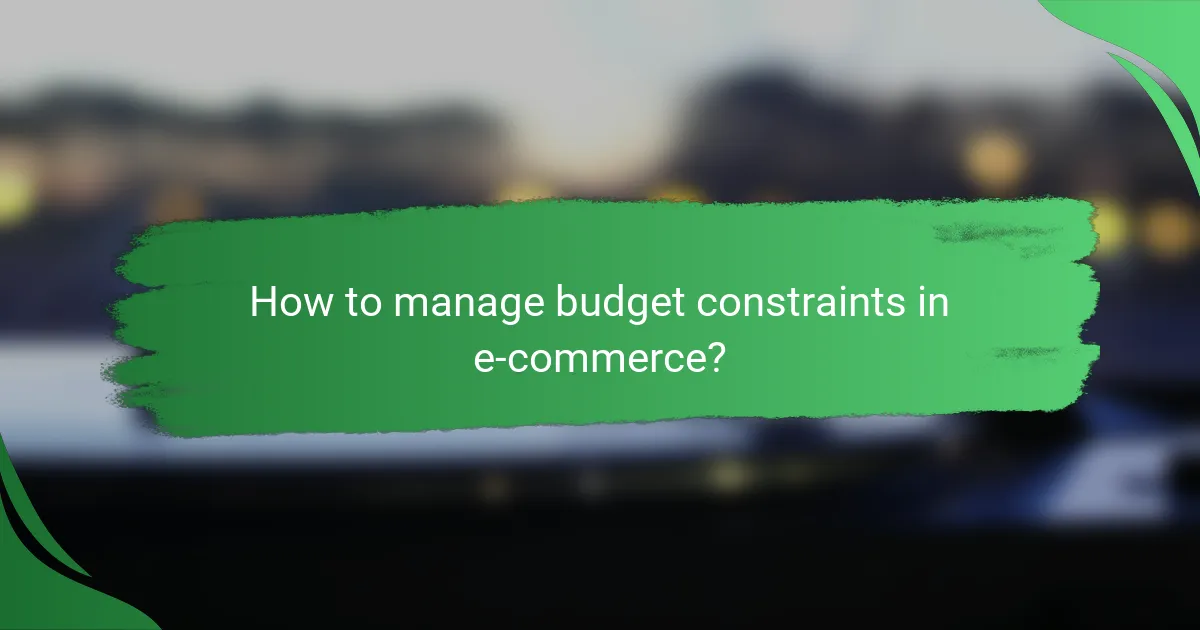 How to manage budget constraints in e-commerce?