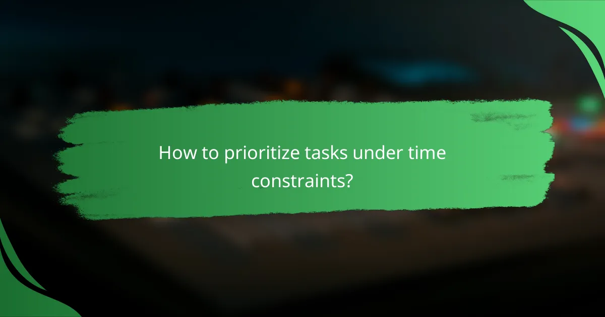 How to prioritize tasks under time constraints?